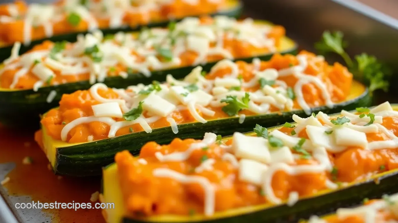 Easy Buffalo Chicken Zucchini Boats