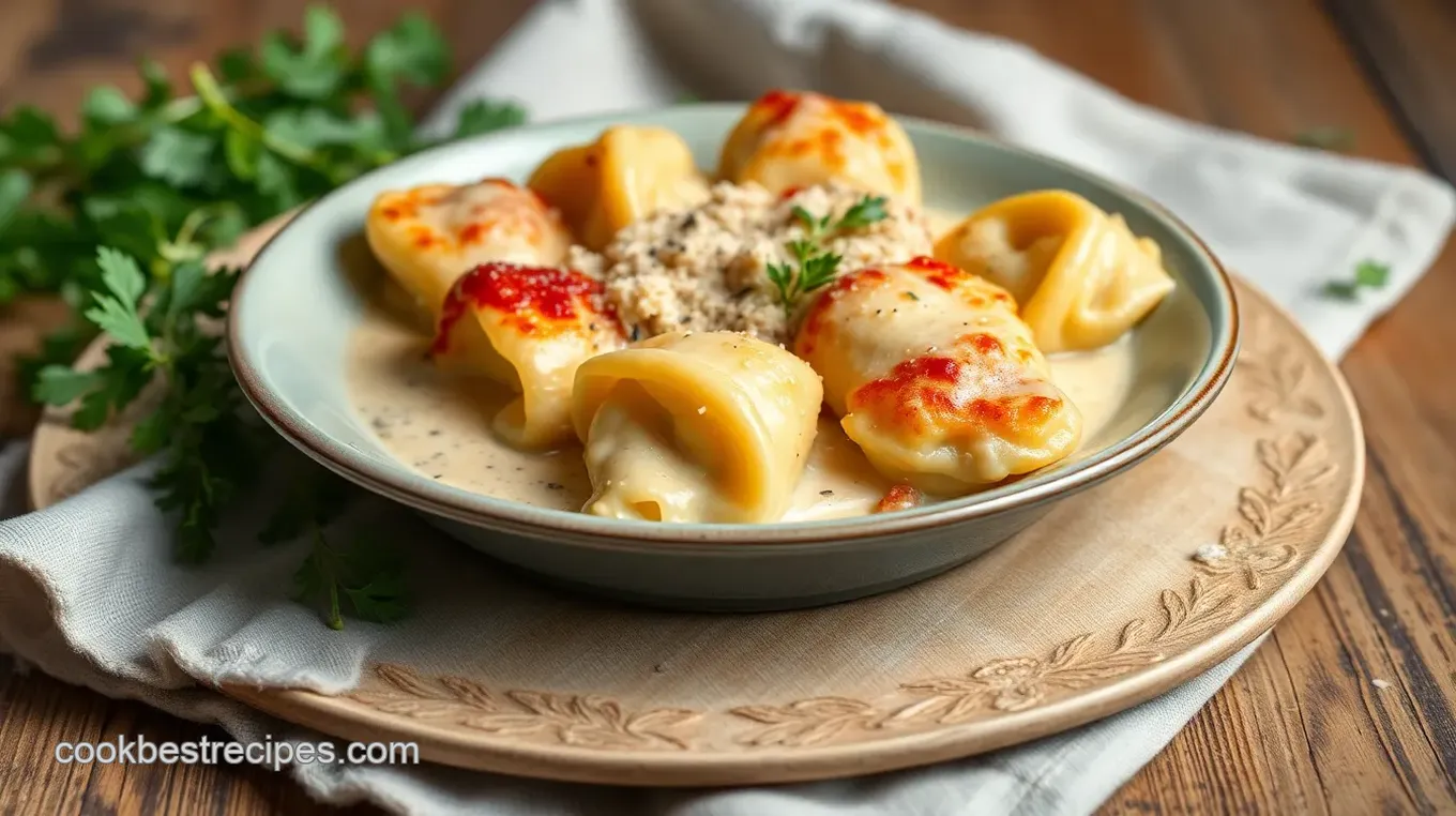 Delicious Asiago Chicken Tortelloni Alfredo