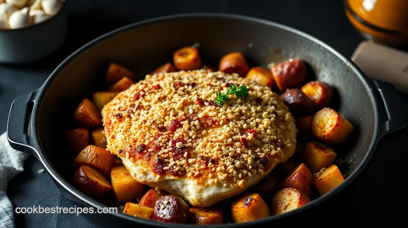 Parmesan Crusted Sheet Pan Chicken with Garlic Potatoes