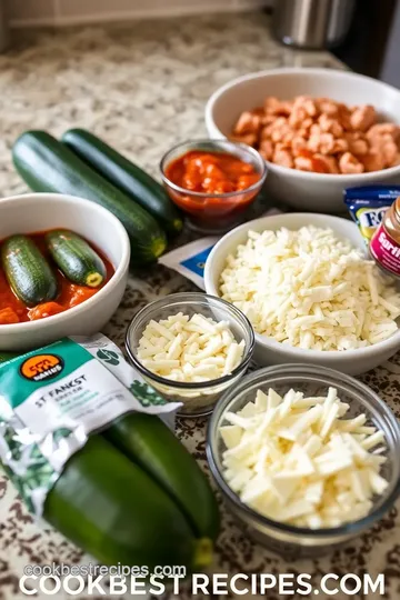 Easy Buffalo Chicken Zucchini Boats ingredients