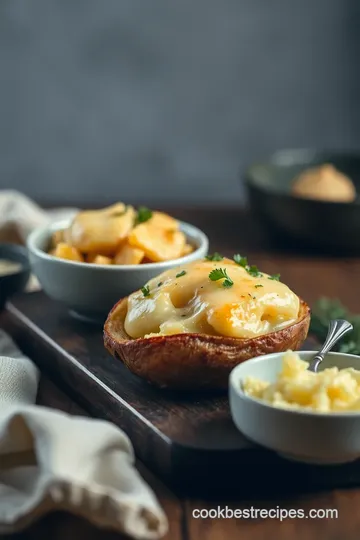 Baked Potatoes Romanoff with Cheesy Delight presentation