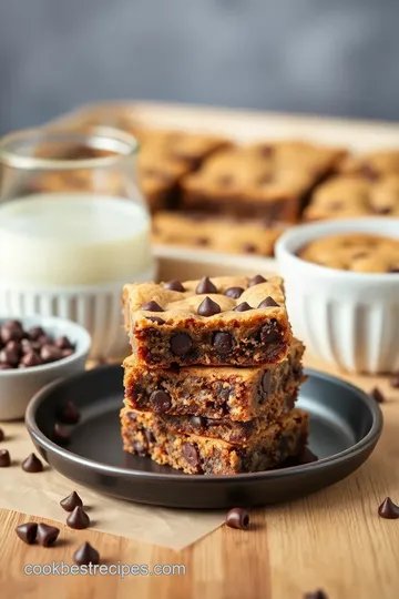 Decadent Chocolate Chip Cookie Butter Bars presentation