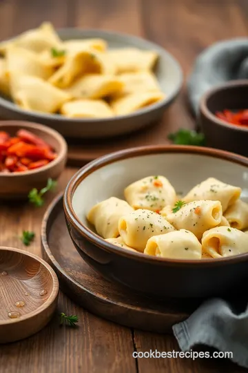 Delicious Asiago Chicken Tortelloni Alfredo presentation