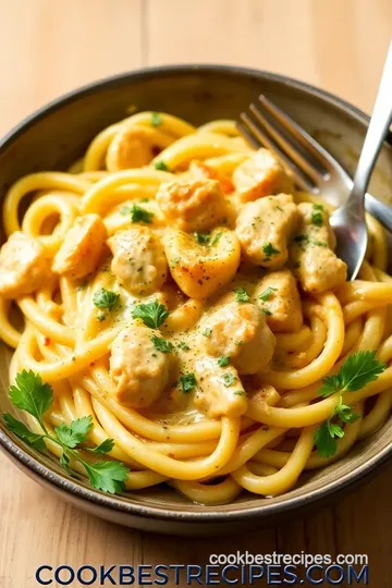 Creamy White Cheddar Chicken Pasta presentation