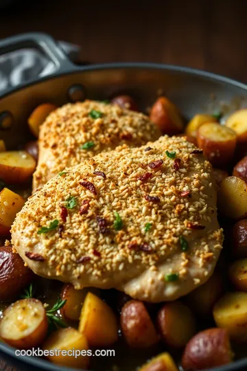 Parmesan Crusted Sheet Pan Chicken with Garlic Potatoes presentation