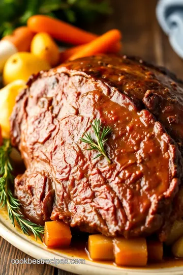 Slow-Cooked Beef Shoulder Roast with Vegetables presentation