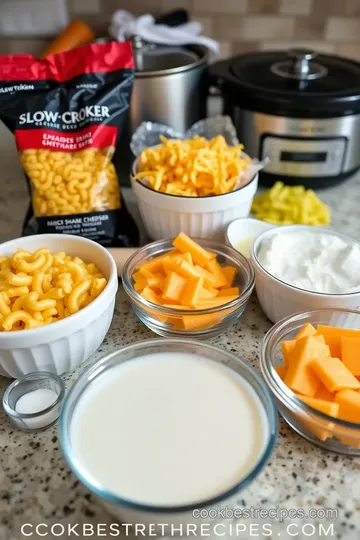 Slow Cooker Mac and Cheese ingredients