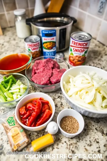 Slow Cooker Cube Steak with French Onion Soup ingredients