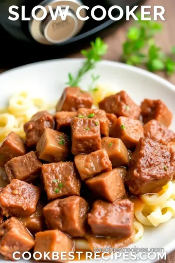 Slow Cooker Cubed Steak in Savory Gravy presentation