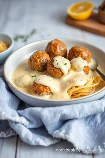 Swedish Meatballs with Creamy Mushroom Sauce presentation